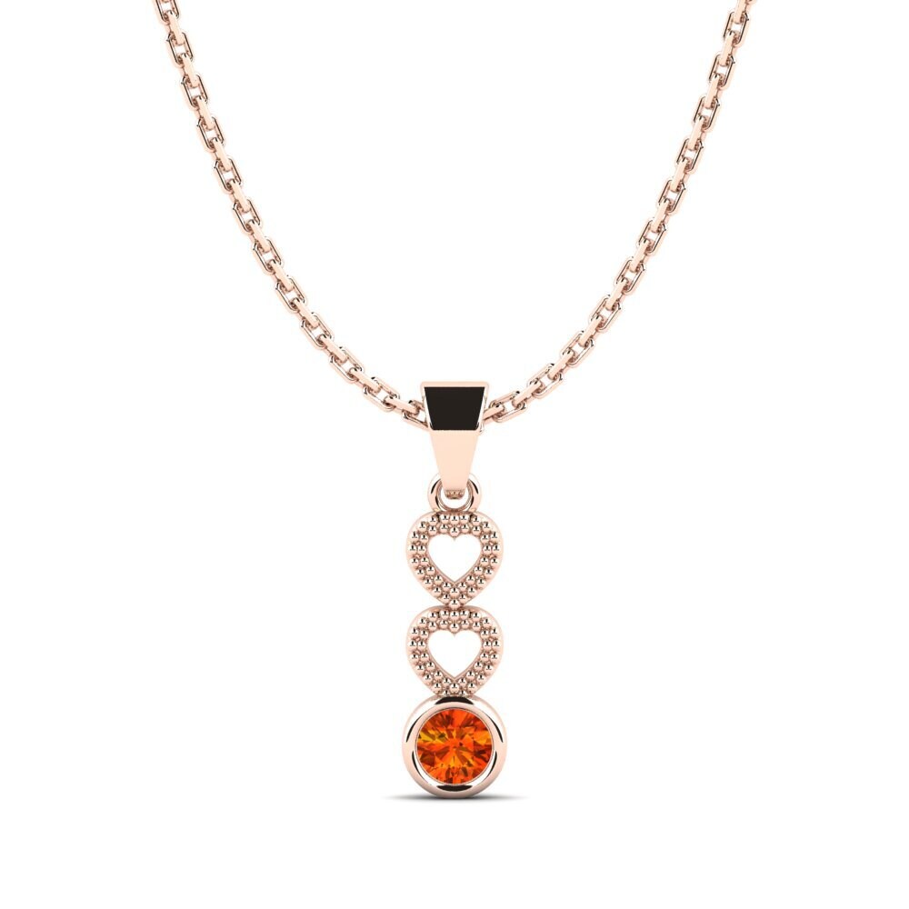 14k Oro Rosa Zafiro Naranja Colgante de Mujer Nagoya