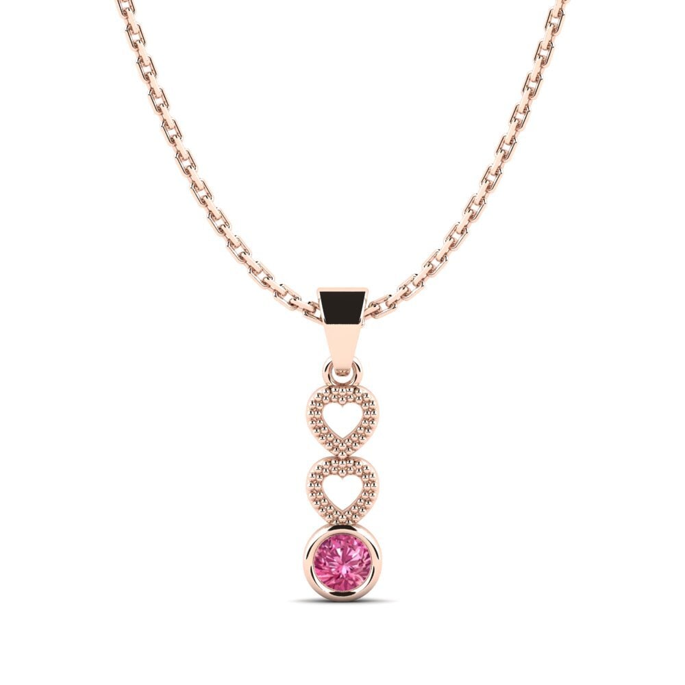 9k Oro Rosa Turmalina rosa Colgante de Mujer Nagoya