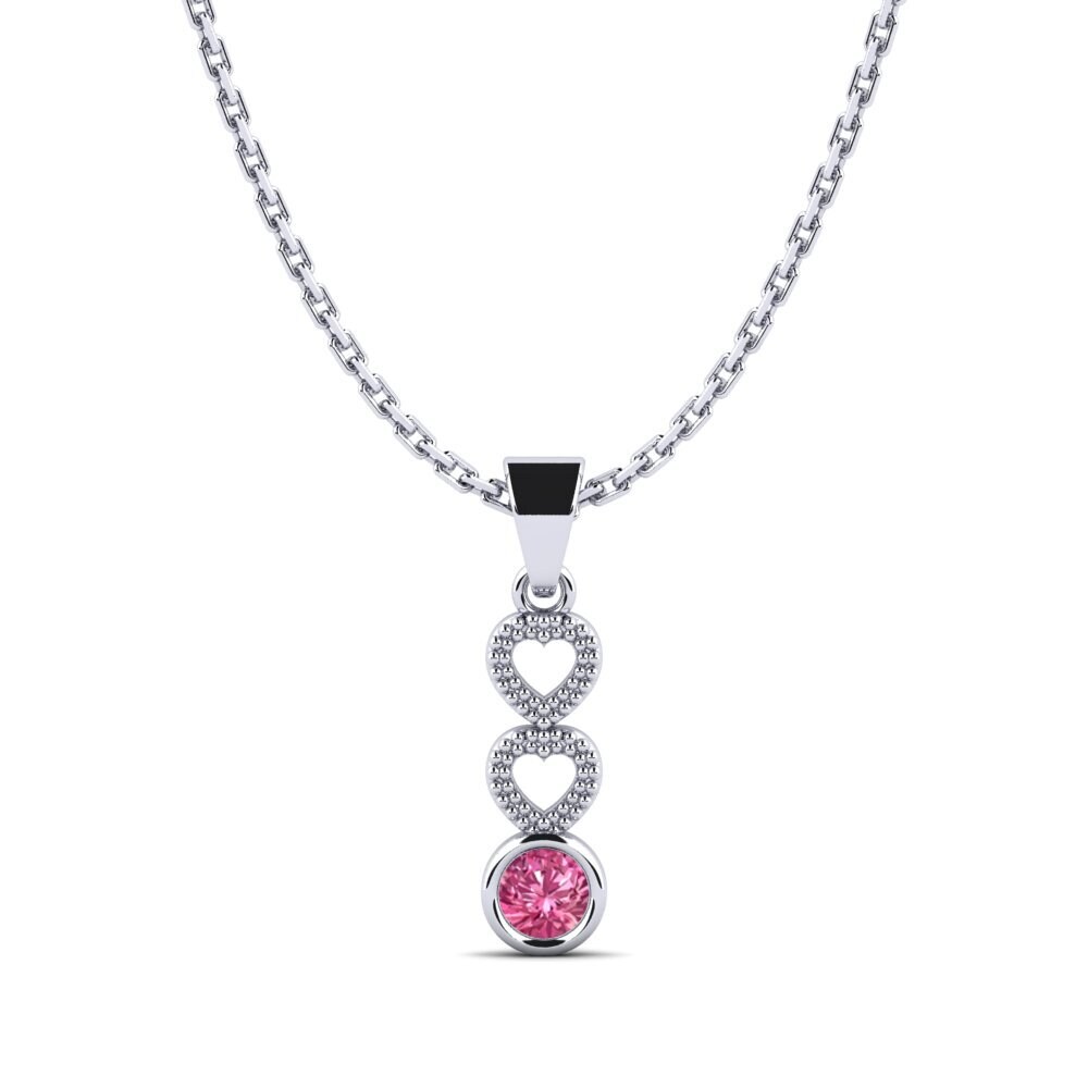 Platino 950 Turmalina rosa Colgante de Mujer Nagoya