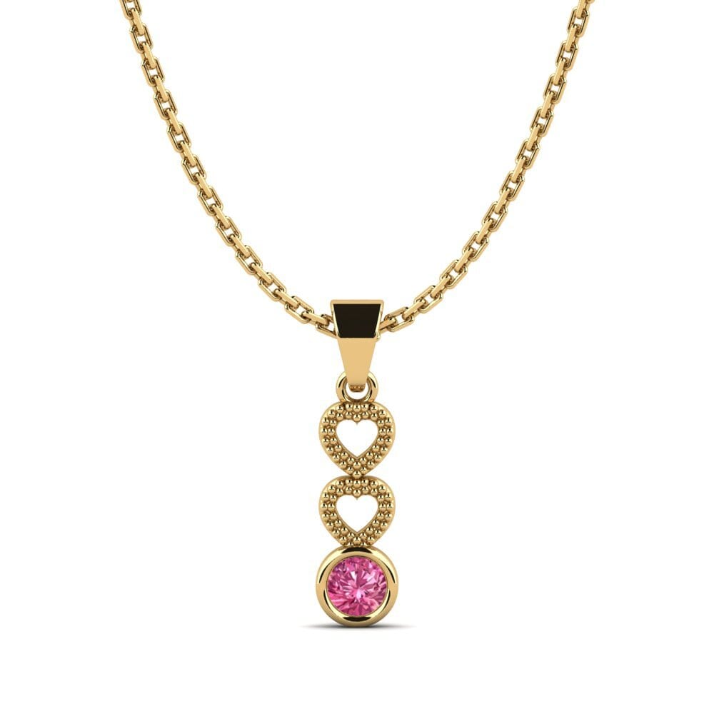 14k Oro Amarillo Turmalina rosa Colgante de Mujer Nagoya