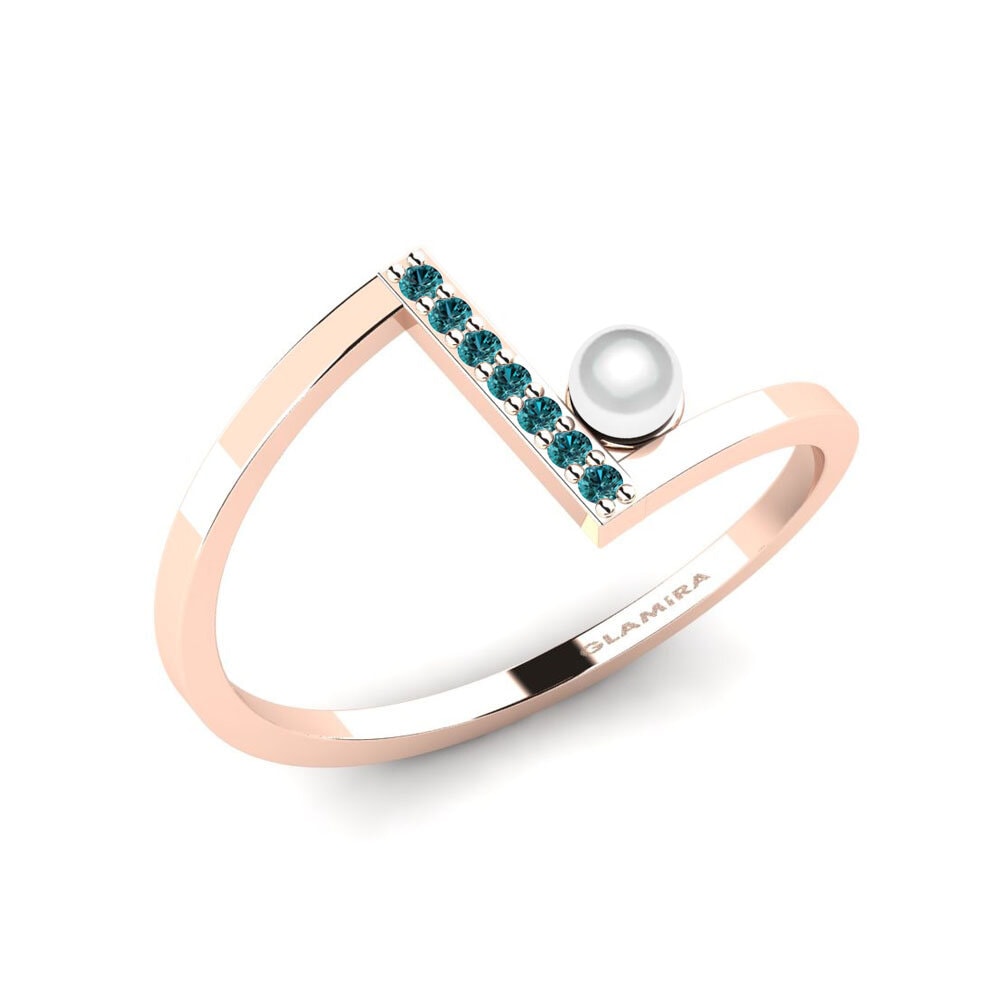 14k Oro Rosa Diamante Azul Anillo Nahastu
