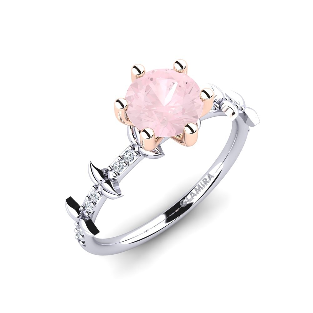 14ct White & Rose Gold Rose Quartz Engagement Ring Naima