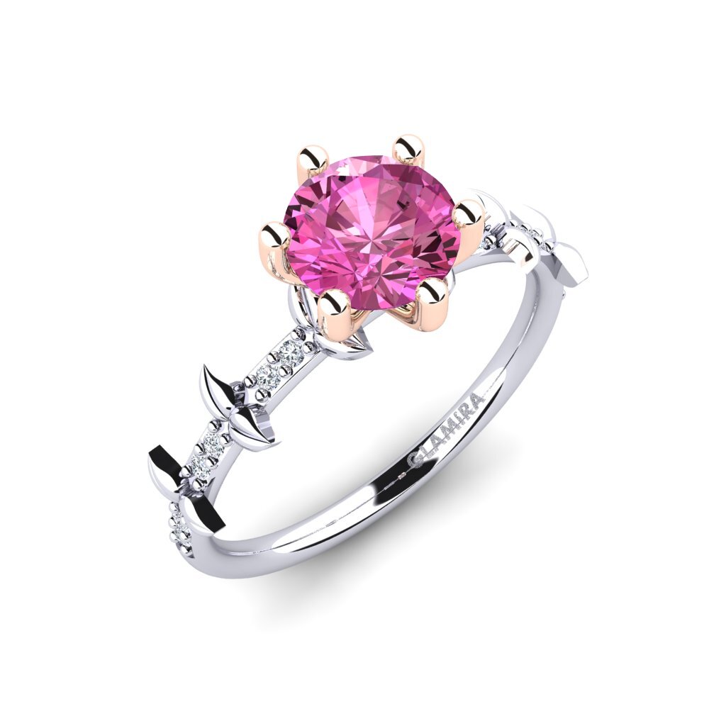 14ct White & Rose Gold Pink Topaz Engagement Ring Naima