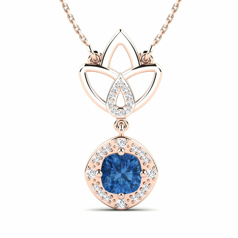 Vàng Hồng 9K Đá Zirconia Xanh Lam Mặt dây chuyền nữ Nalyssa