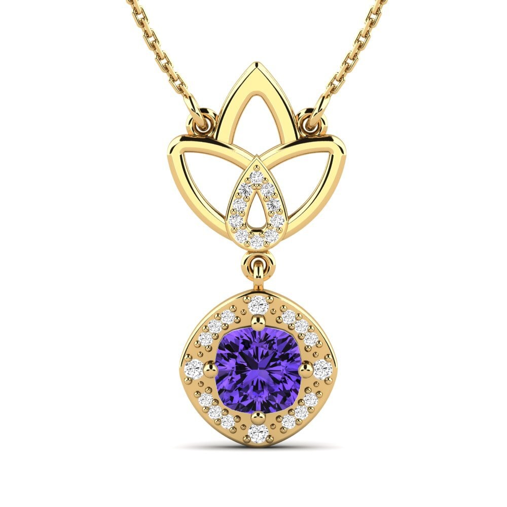 Gelbgold 585 Tansanit Damen halskette Nalyssa