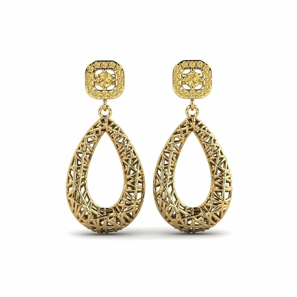 Boucle d'oreille femme Nancey Diamant Jaune