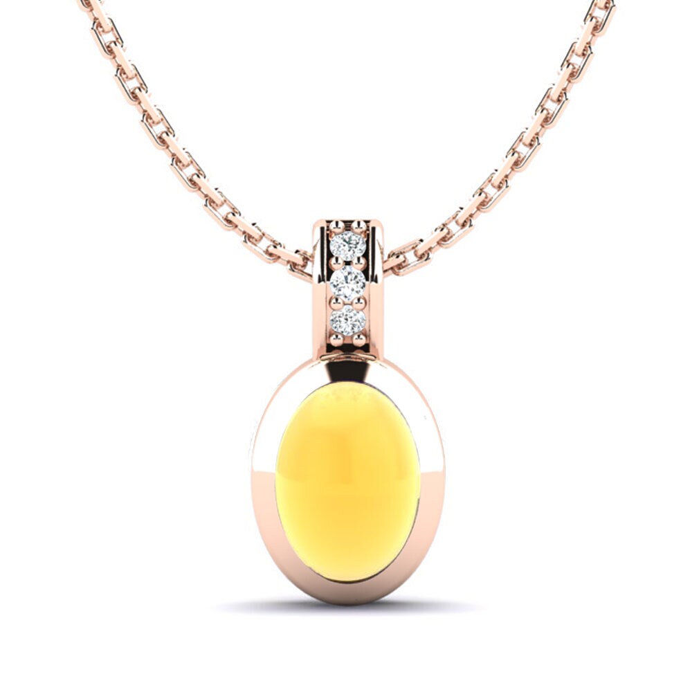 14k Oro Rosa Citrino Cabujón Colgante de Mujer Nantale