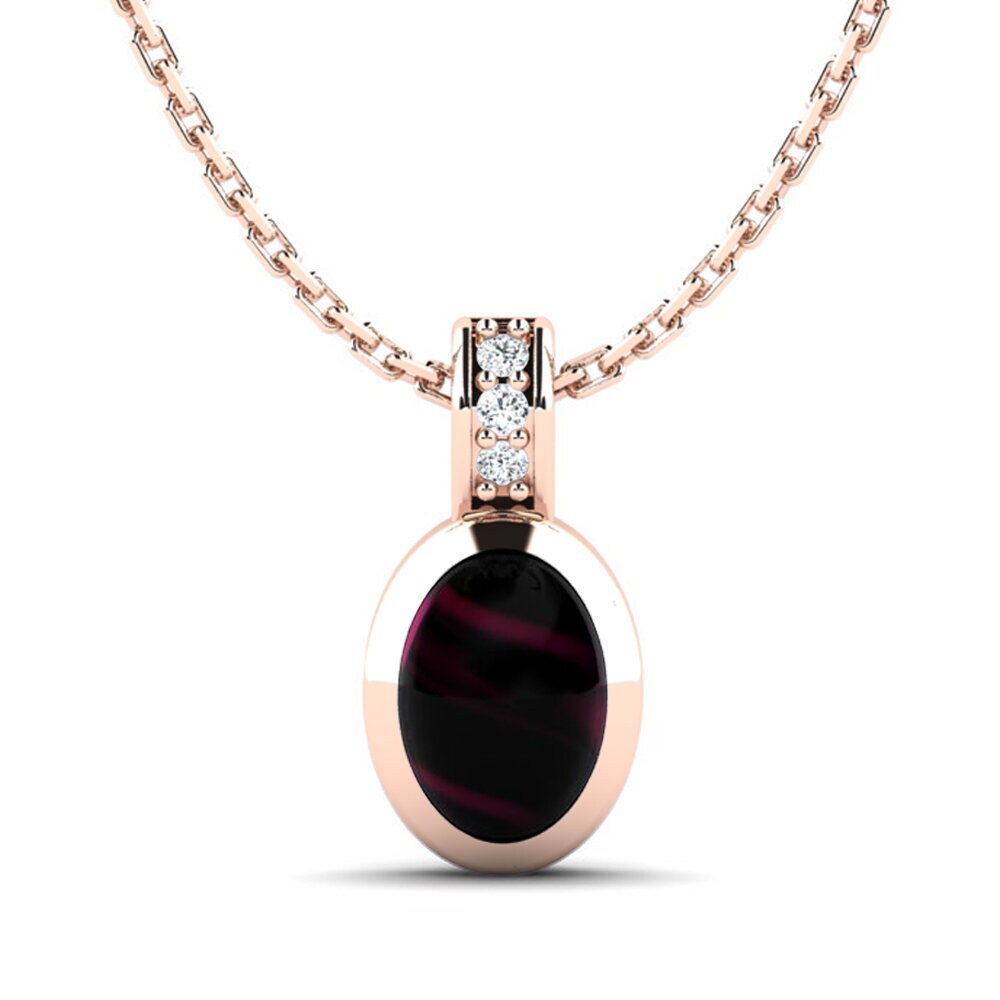 14k Oro Rosa Granate Rhodolite Cabujón Colgante de Mujer Nantale