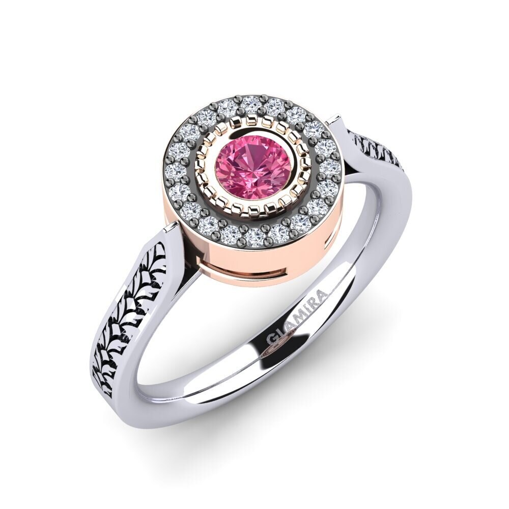 14ct White & Rose Gold Pink Tourmaline Engagement Ring Naoma