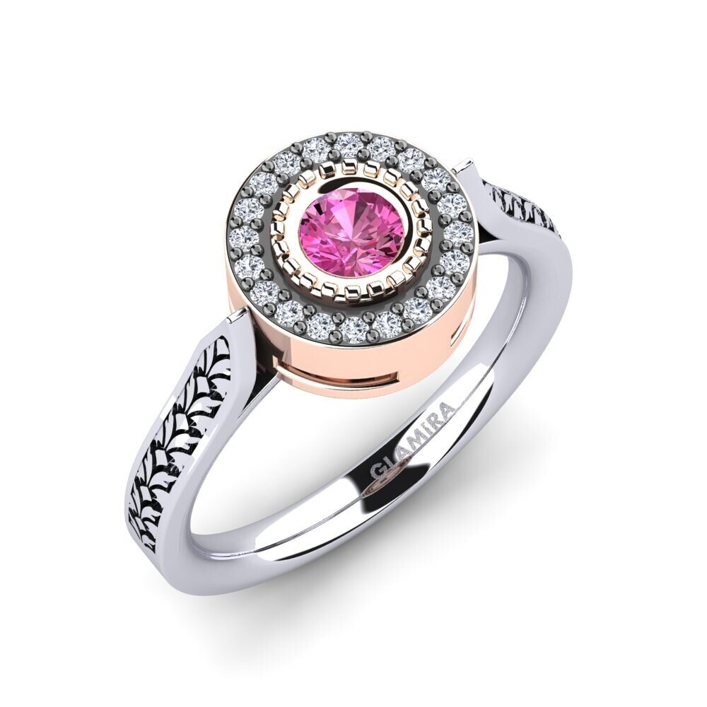 14ct White & Rose Gold Pink Topaz Engagement Ring Naoma