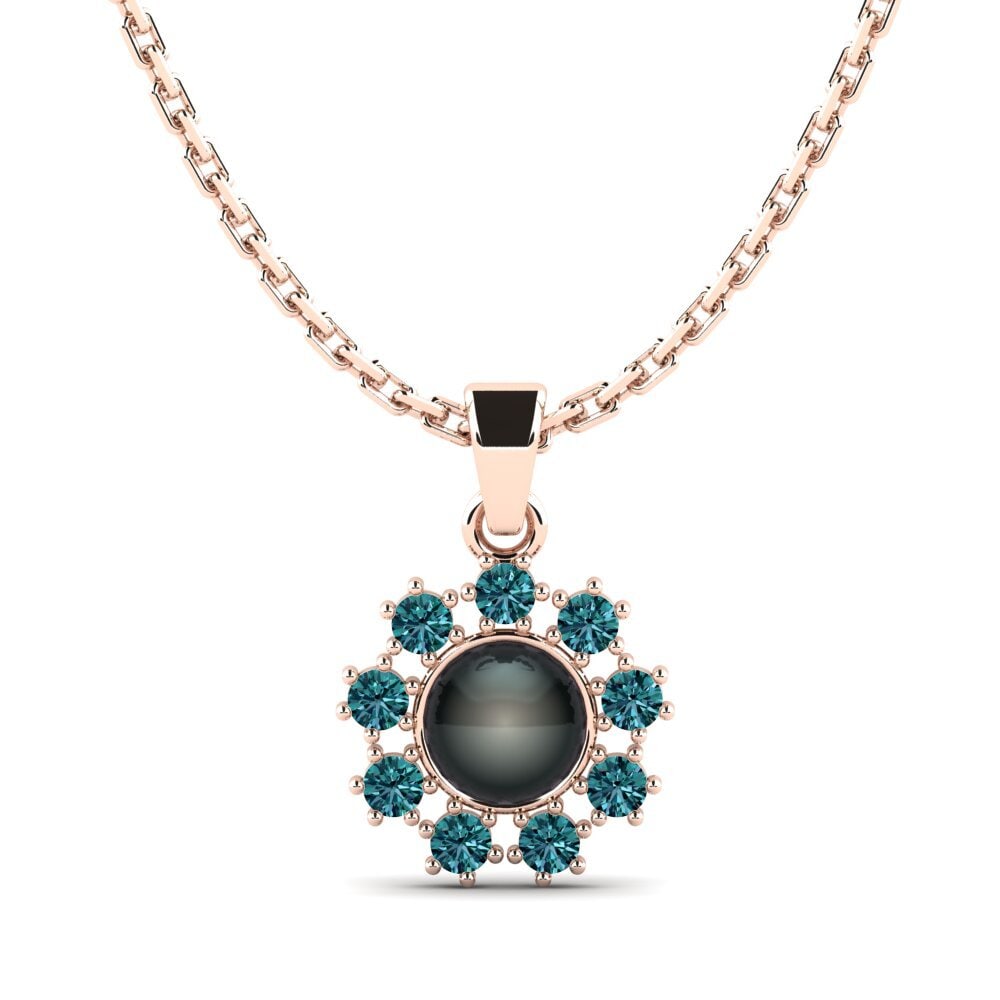 14ct Rose Gold Blue Diamond Women's Pendant Narewos