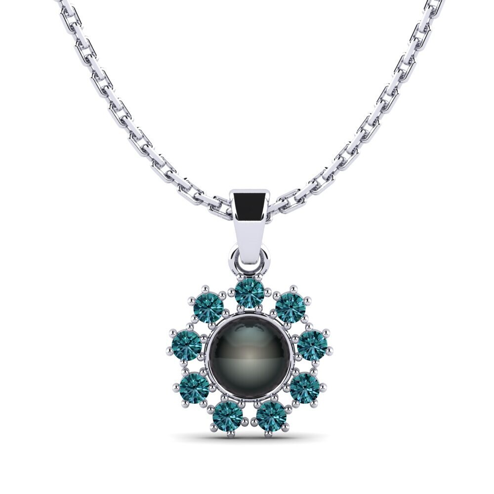 950 Platinum Blue Diamond Women's Pendant Narewos