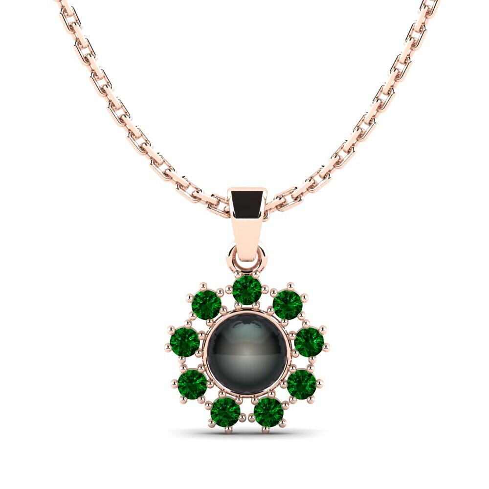 Rotgold 585 Grüner Zirkonia Damen anhänger Narewos