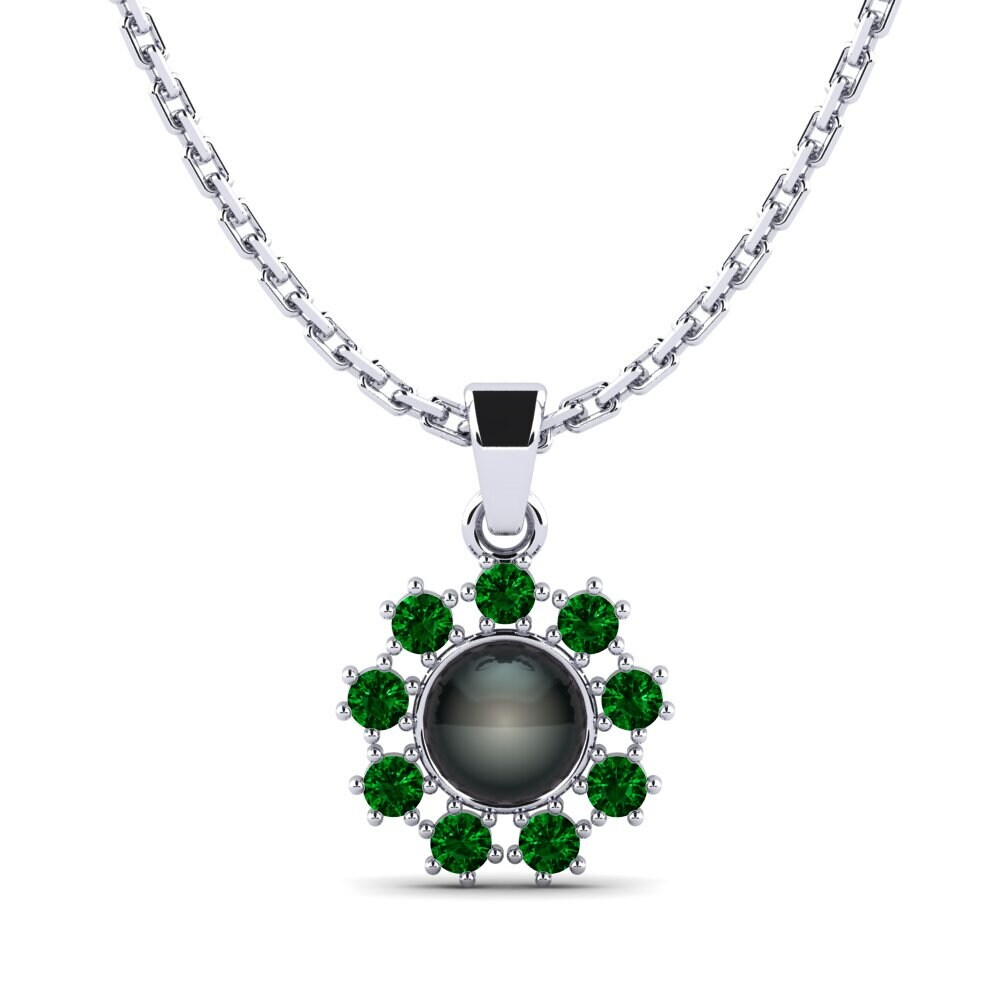 950 Palladium Grüner Zirkonia Damen anhänger Narewos