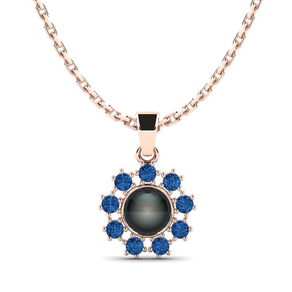 Rotgold 750 Dunkelblauer Zirkonia Damen anhänger Narewos
