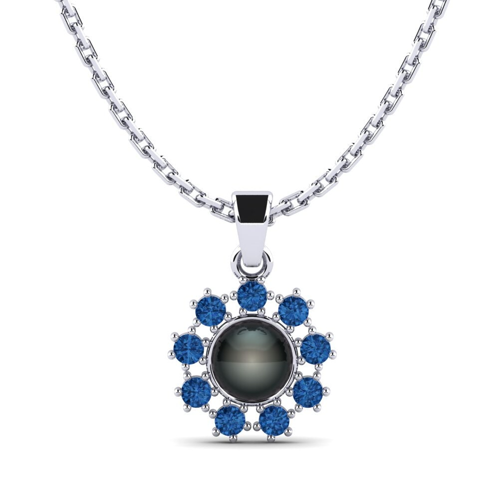 950 Platin Dunkelblauer Zirkonia Damen anhänger Narewos