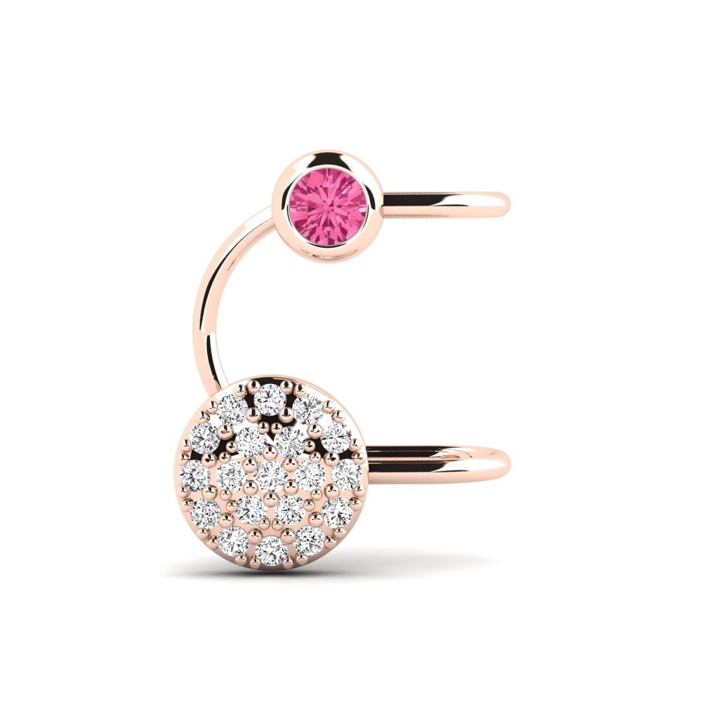 Ouro Rosa 14K Turmalina Rosa Brincos Feminino Narfi
