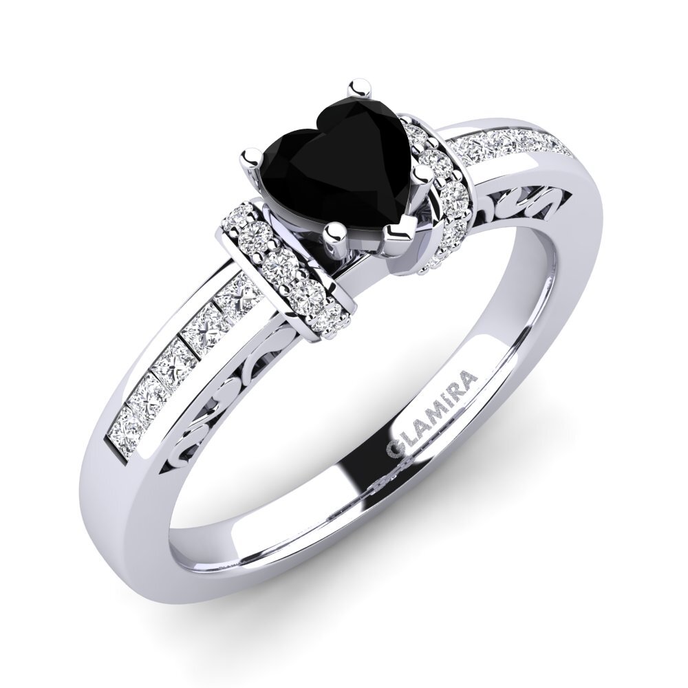 18ct White Gold Black Sapphire Engagement Ring Natalie