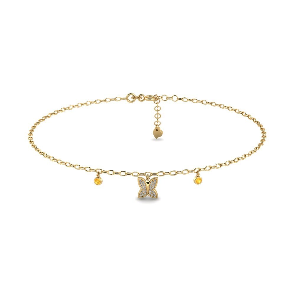 14ct Yellow Gold Citrine Women's Anklet Nation