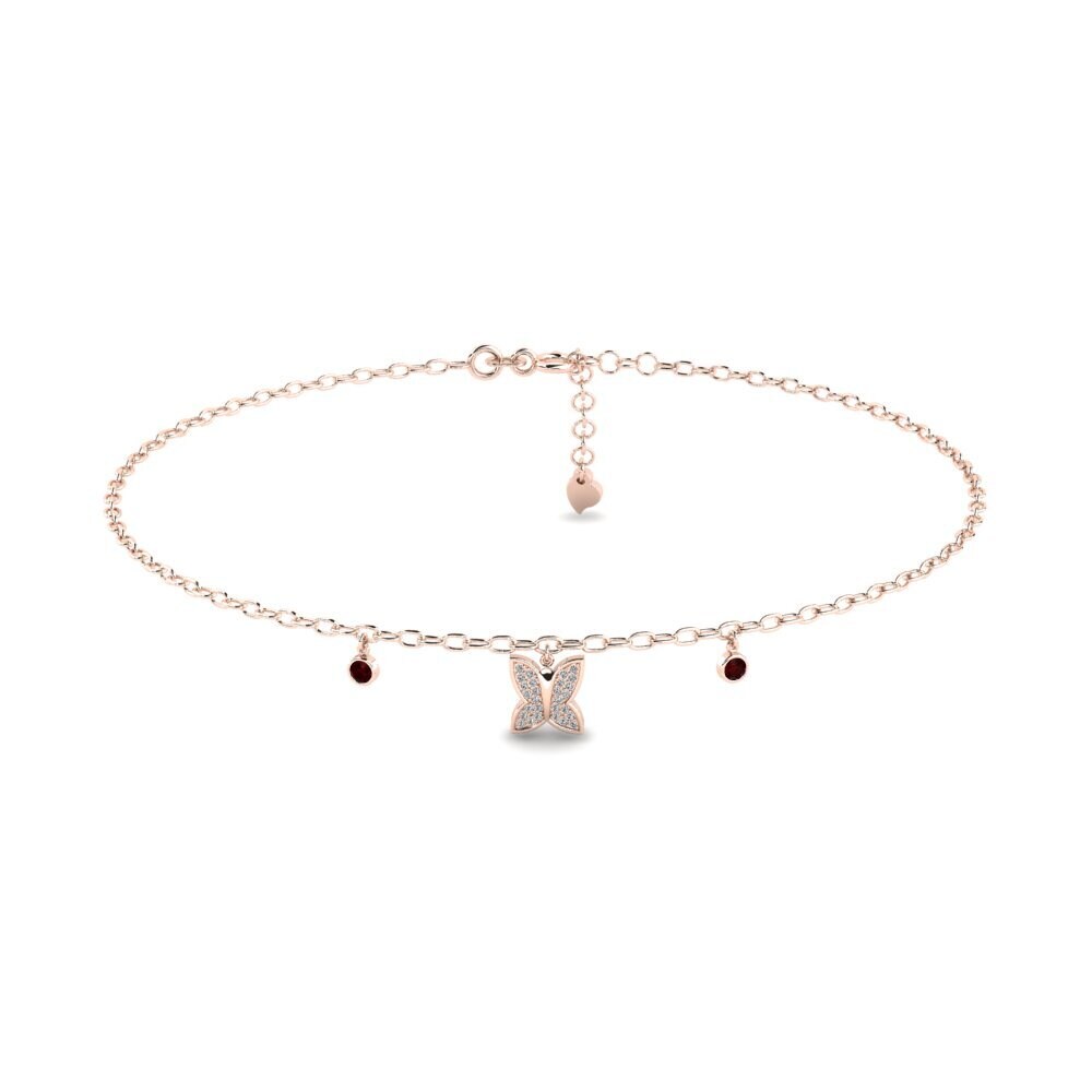 9ct Rose Gold Garnet Women's Anklet Nation