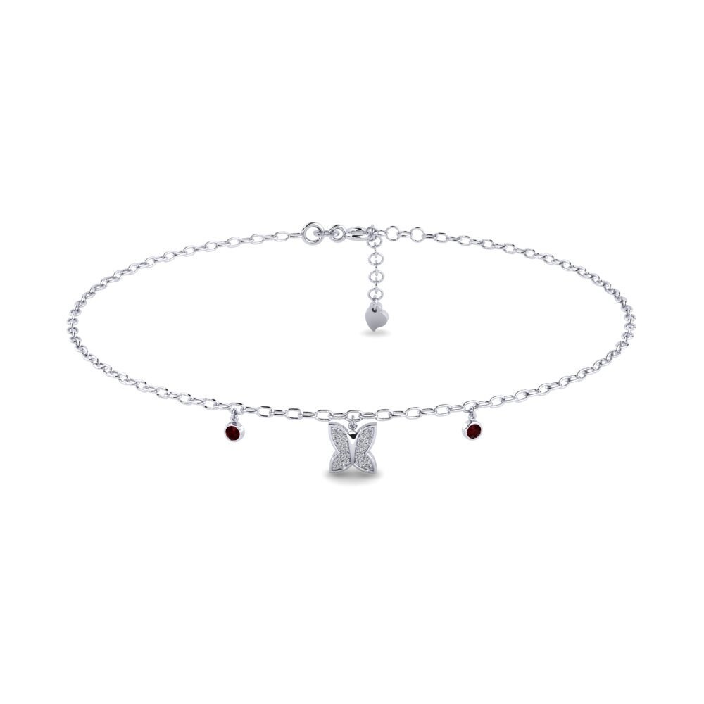 18ct White Gold Garnet Women's Anklet Nation