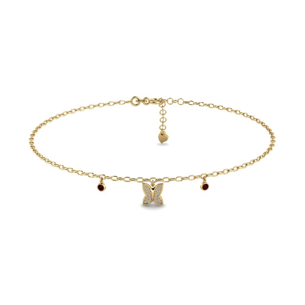 14ct Yellow Gold Garnet Women's Anklet Nation