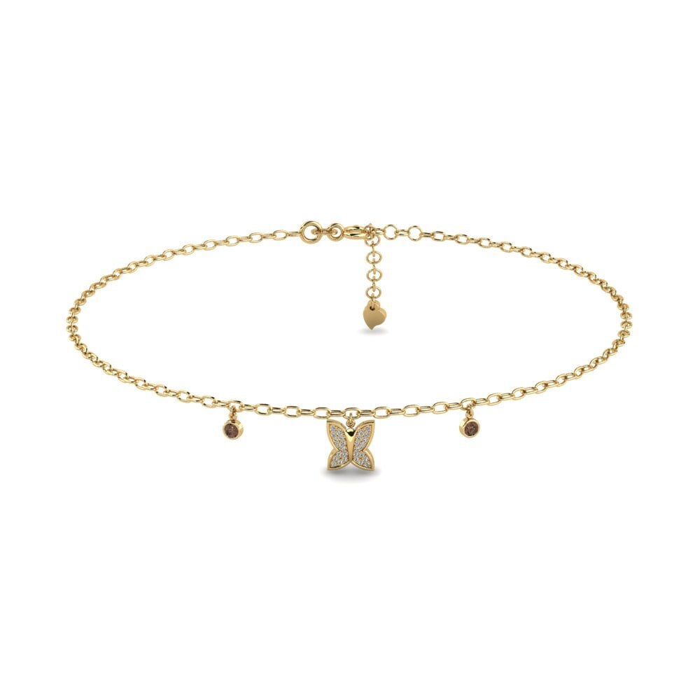 14ct Yellow Gold Smoky Quartz Women's Anklet Nation