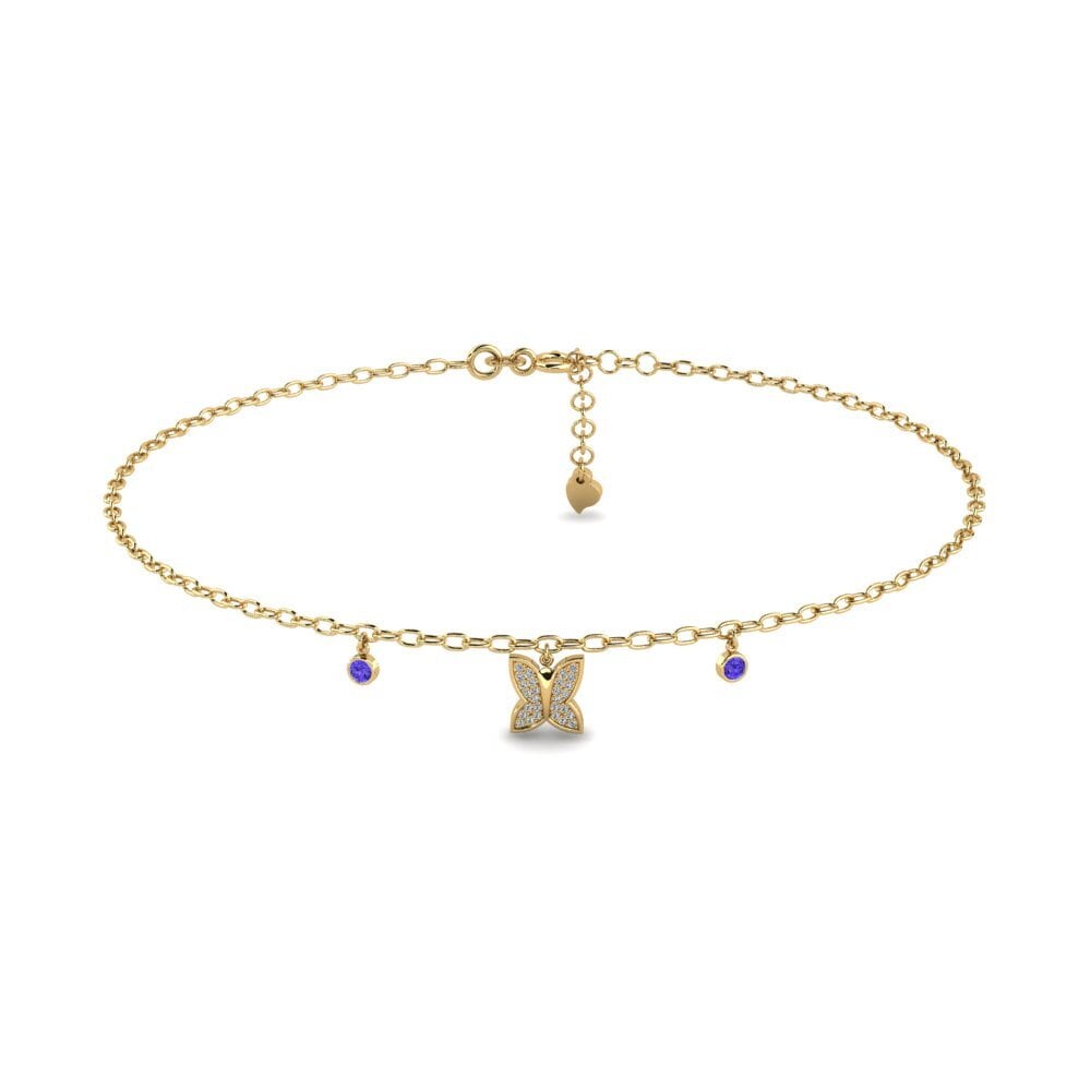 14ct Yellow Gold Tanzanite Women's Anklet Nation