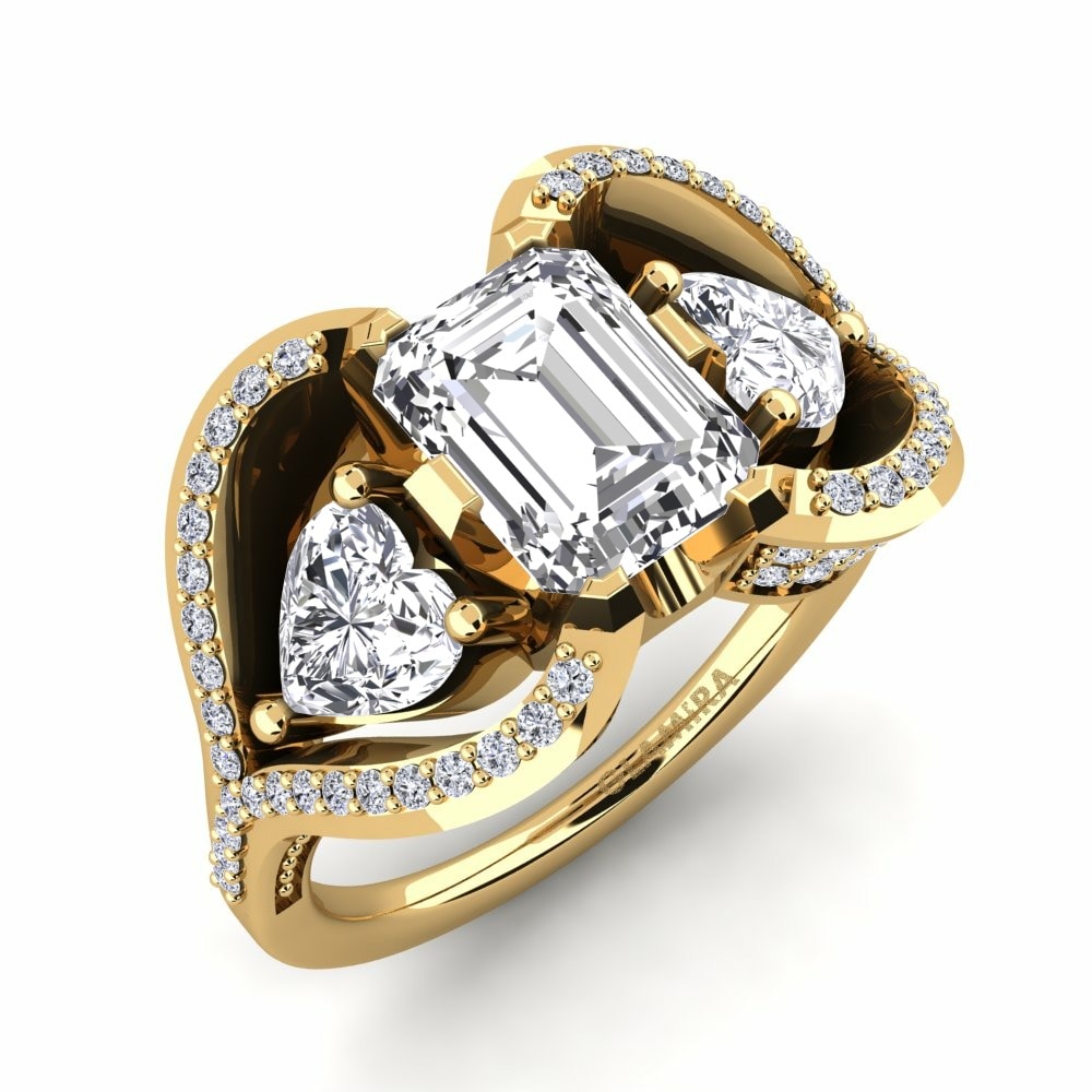 Gelbgold 585 Smaragdschliff Verlobungsring Nattesa