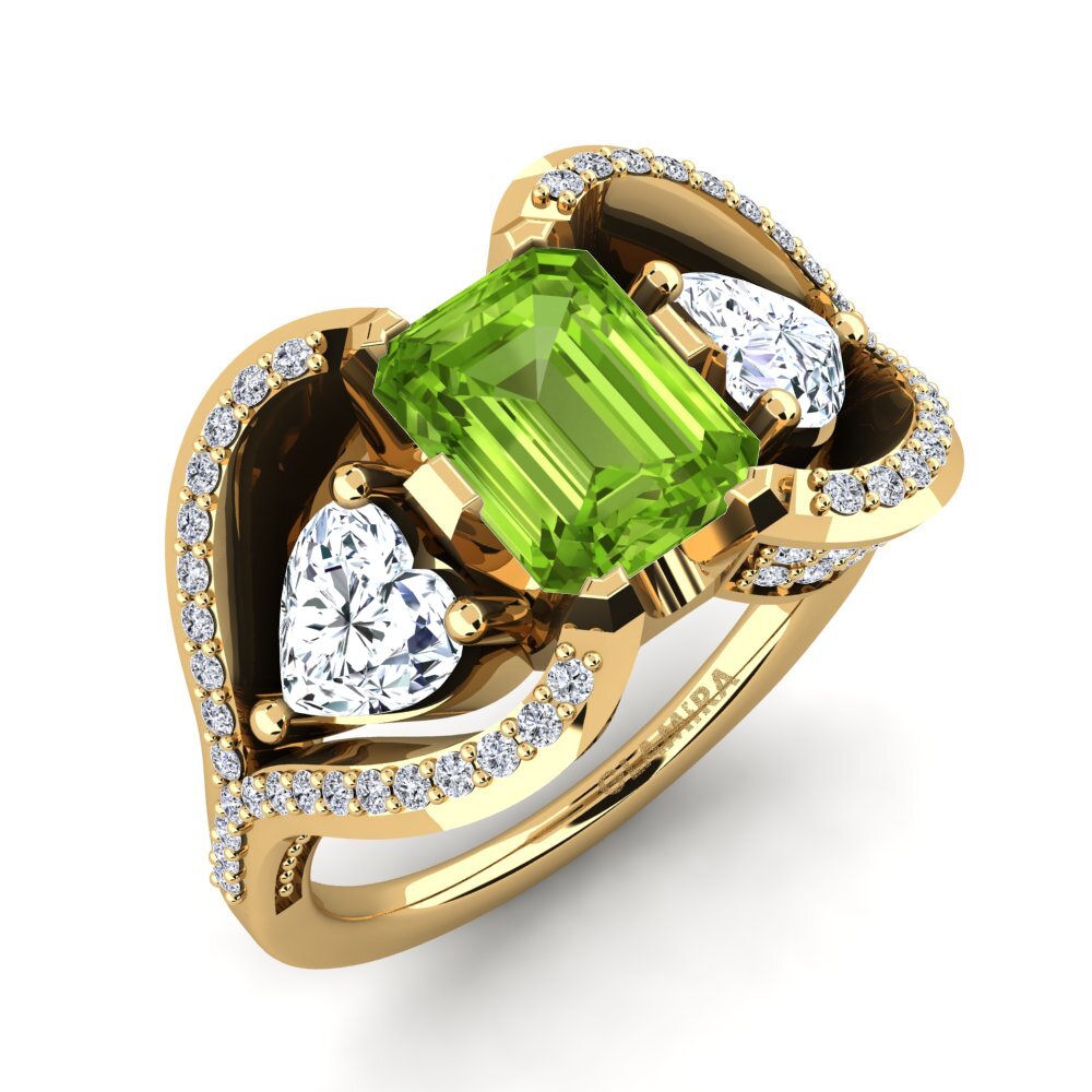 9k Oro Amarillo Peridoto Anillo de compromiso Nattesa