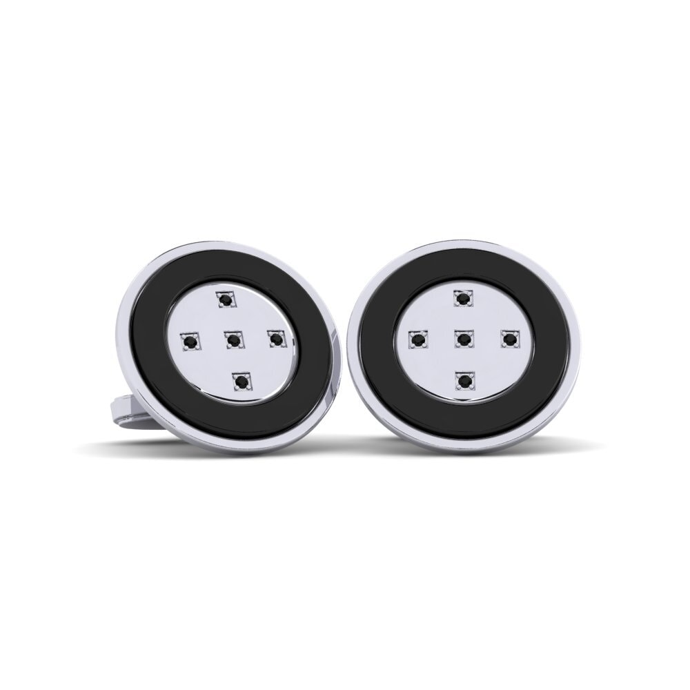 950 Palladium Black Diamond Cufflink Naval