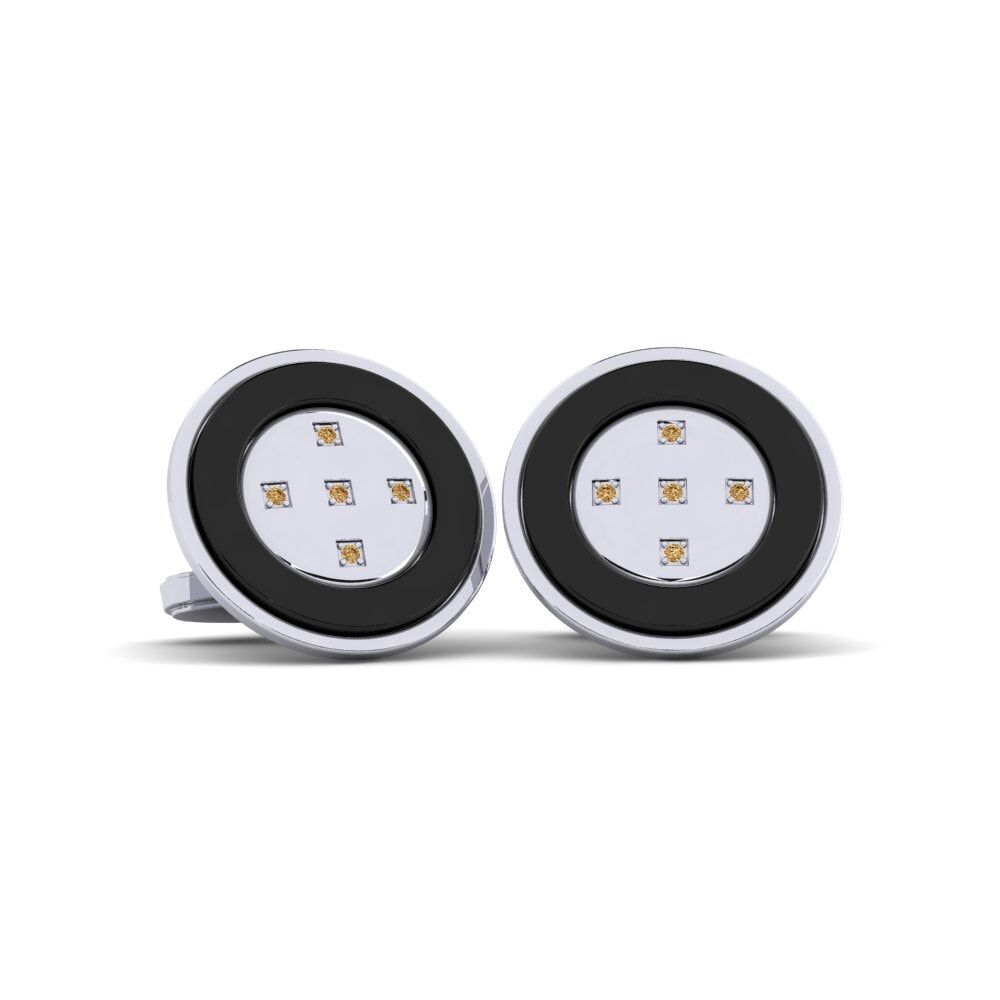 950 Palladium Brown Diamond Cufflink Naval