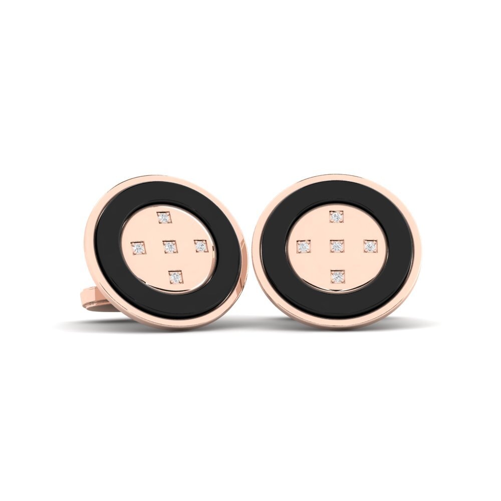 14ct Rose Gold White sapphire Cufflink Naval