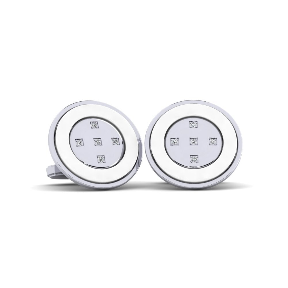 14ct White Gold Cufflink Naval