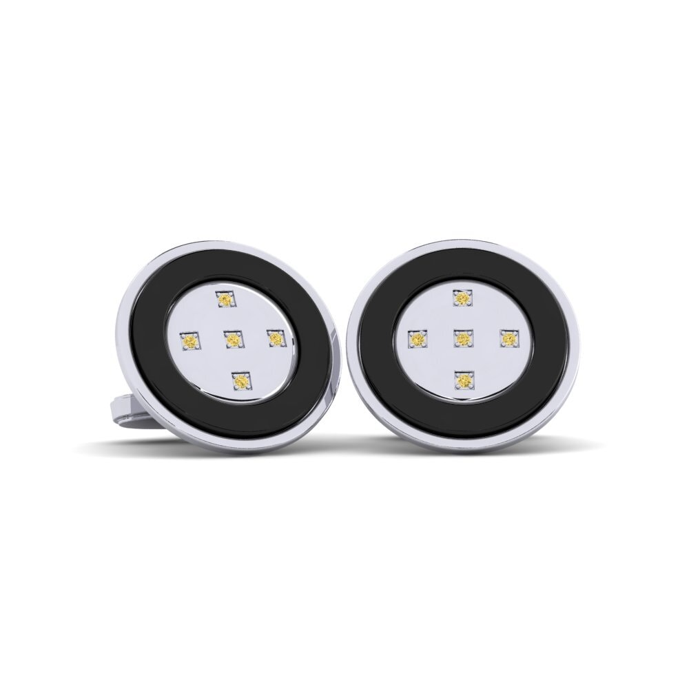 950 Palladium Yellow Diamond Cufflink Naval