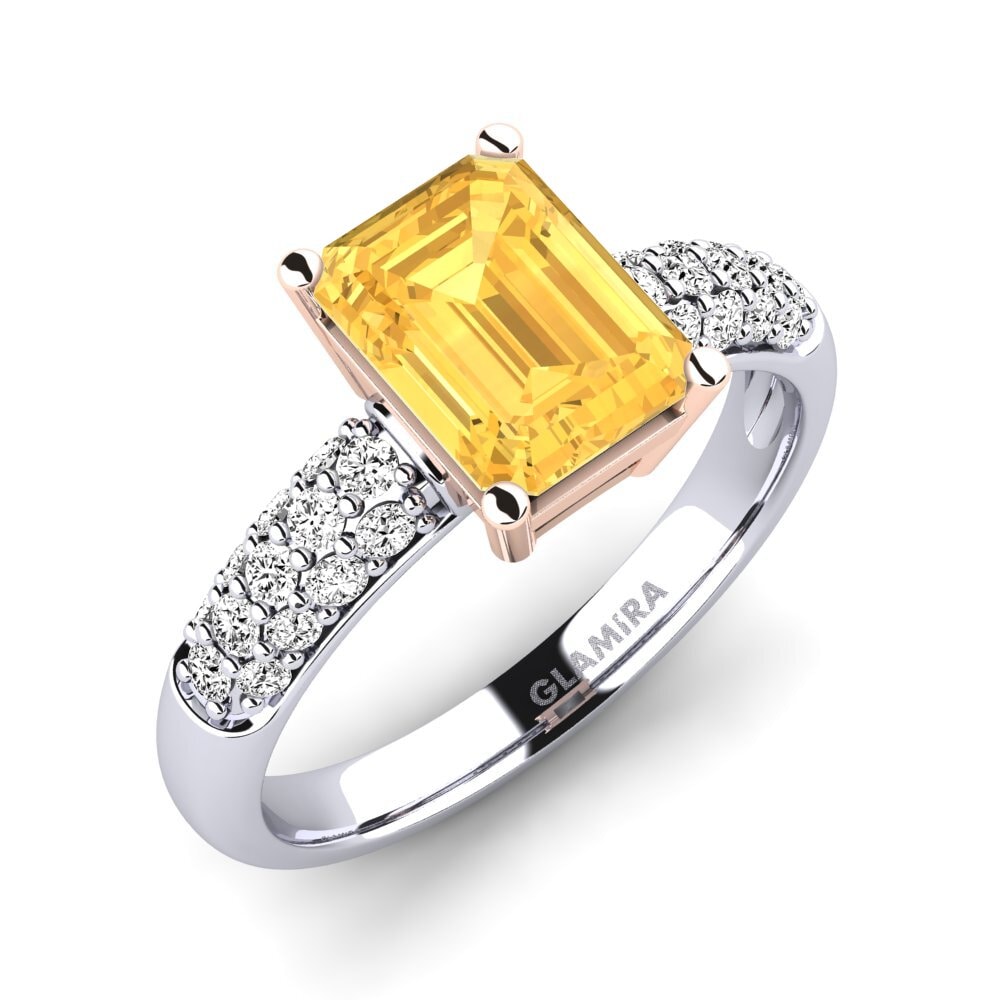 18k Oro Blanco & Rosa Citrino Anillo de compromiso Navarra