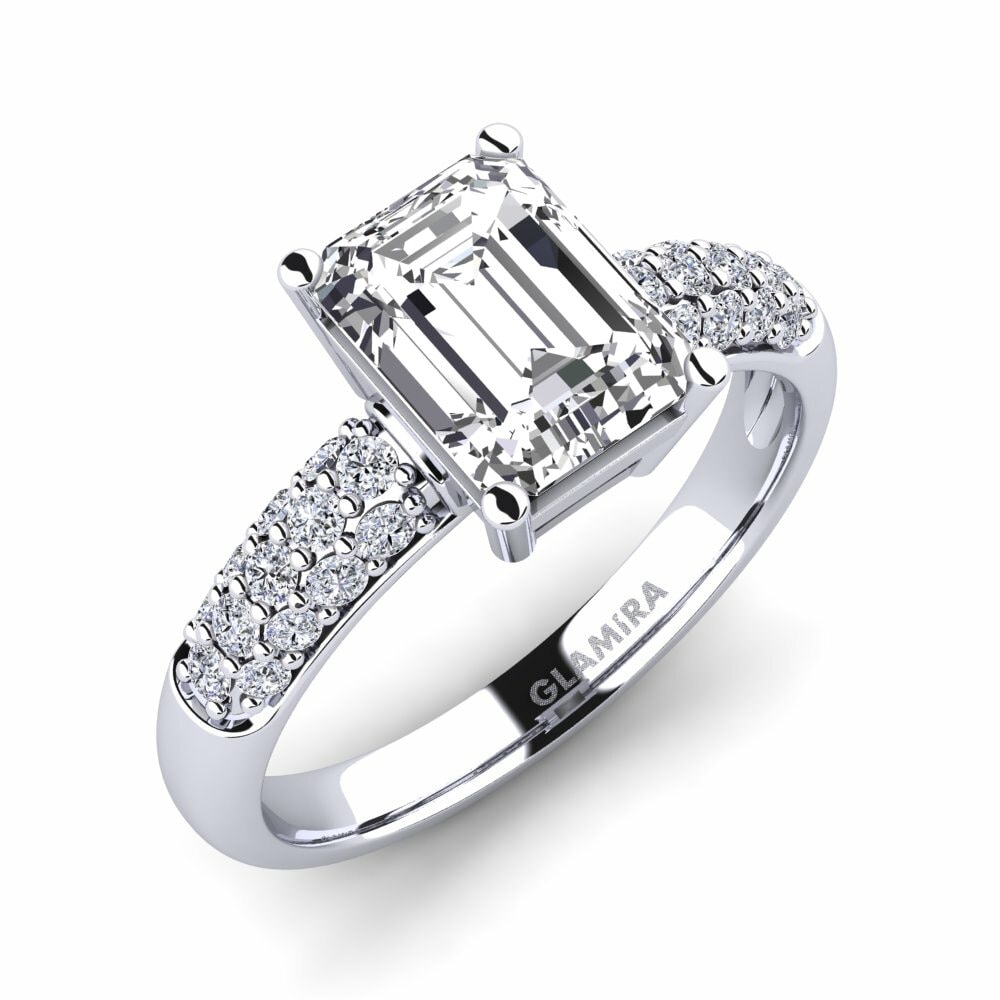 Solitaire Pave Engagement Rings Navarra 585 White Gold Diamond