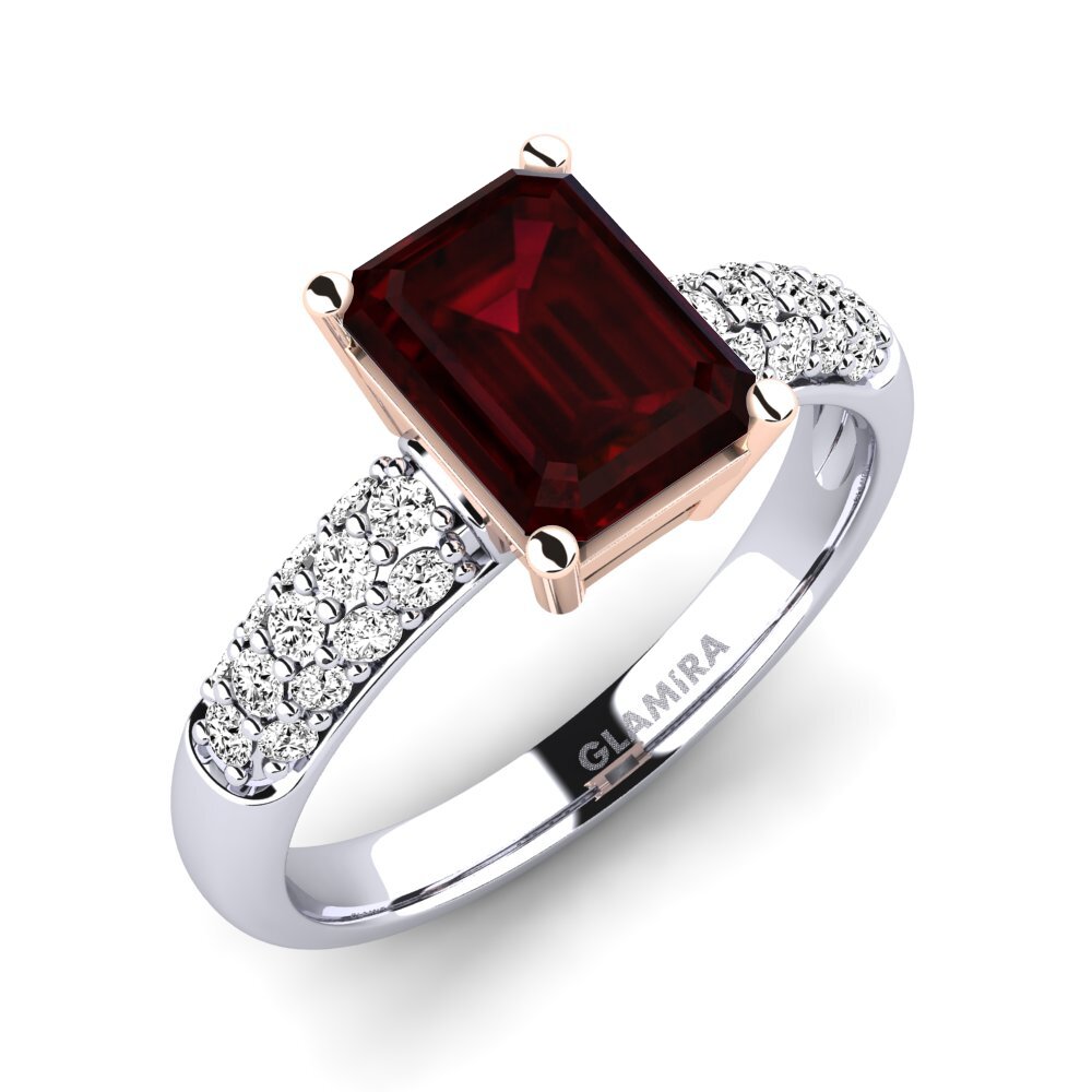 18k Oro Blanco & Rosa Granate Anillo de compromiso Navarra