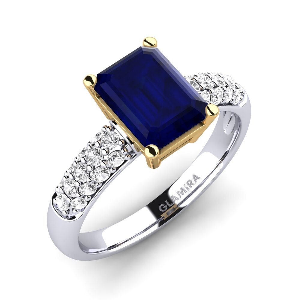 18ct White / Yellow Gold Sapphire Engagement Ring Navarra