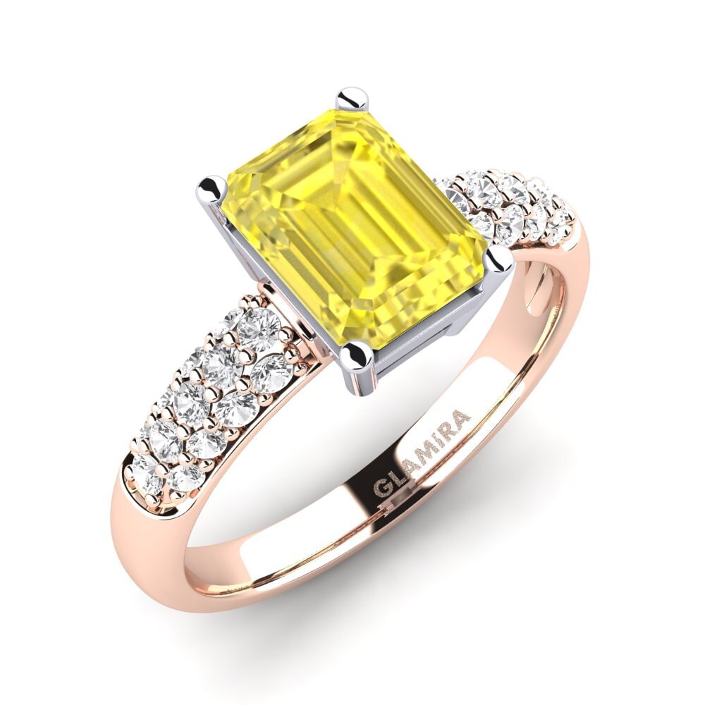 14k Rose & White Gold Yellow Sapphire Engagement Ring Navarra
