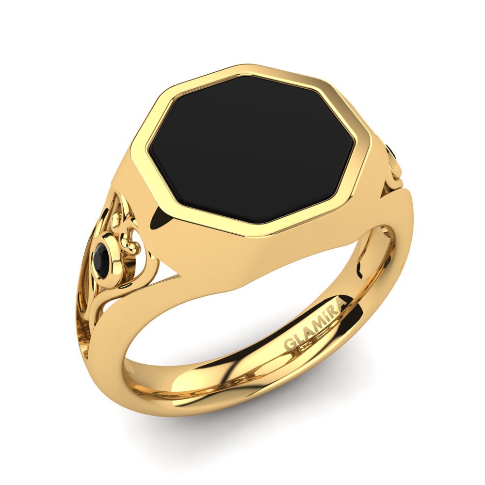18ct Yellow Gold Black Sapphire Men's Ring Navarro