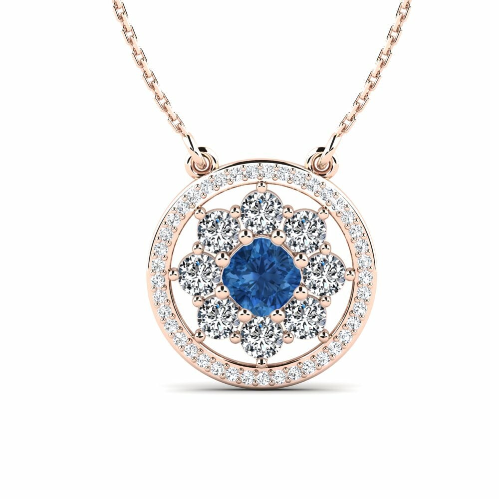 Vàng Hồng 9K Đá Zirconia Xanh Lam Mặt dây chuyền nữ Nazrania