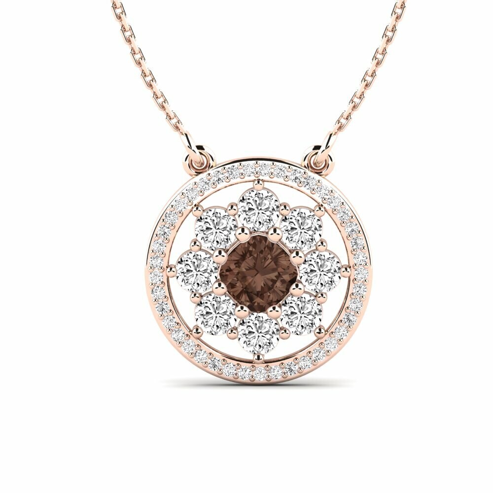 Flower Smoky Quartz 14k Rose Gold Necklaces