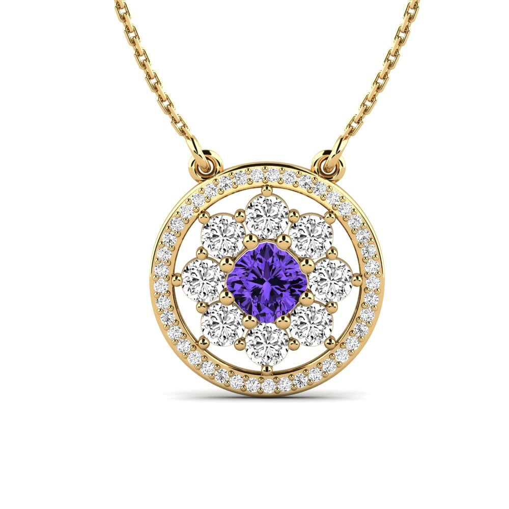 Gelbgold 585 Tansanit Damen halskette Nazrania