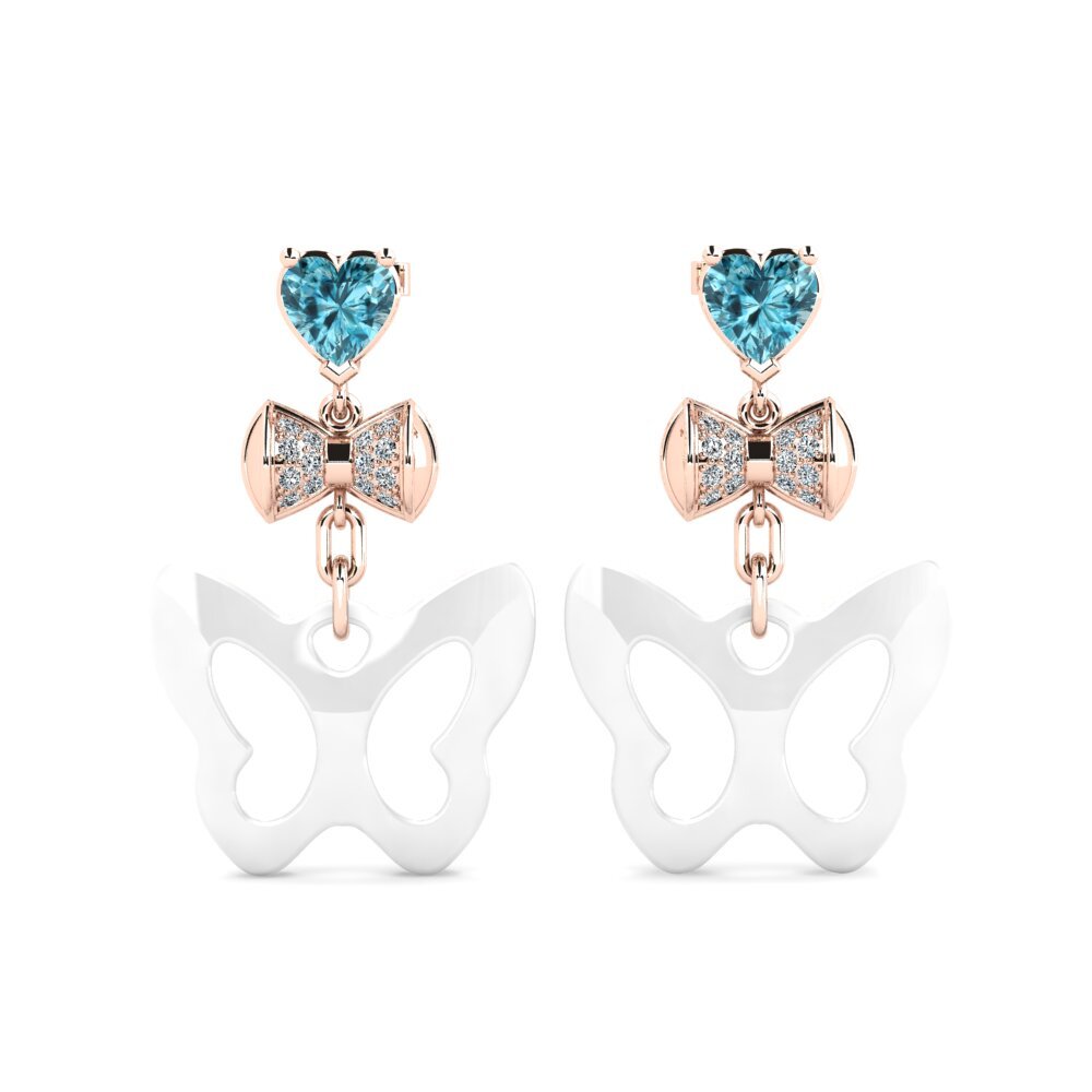 9ct Rose Gold Blue Zircon Women's Earring Nea