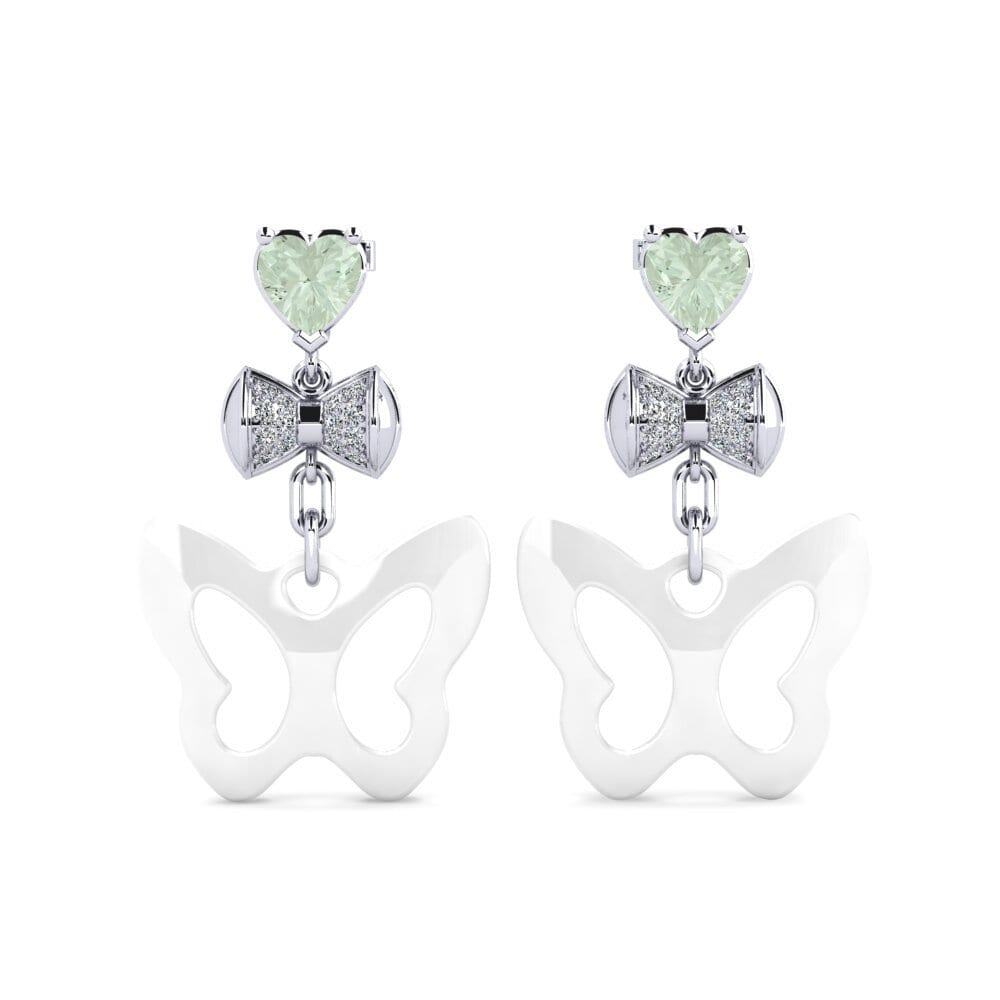 950 Platinum Green Amethyst Women's Earring Nea