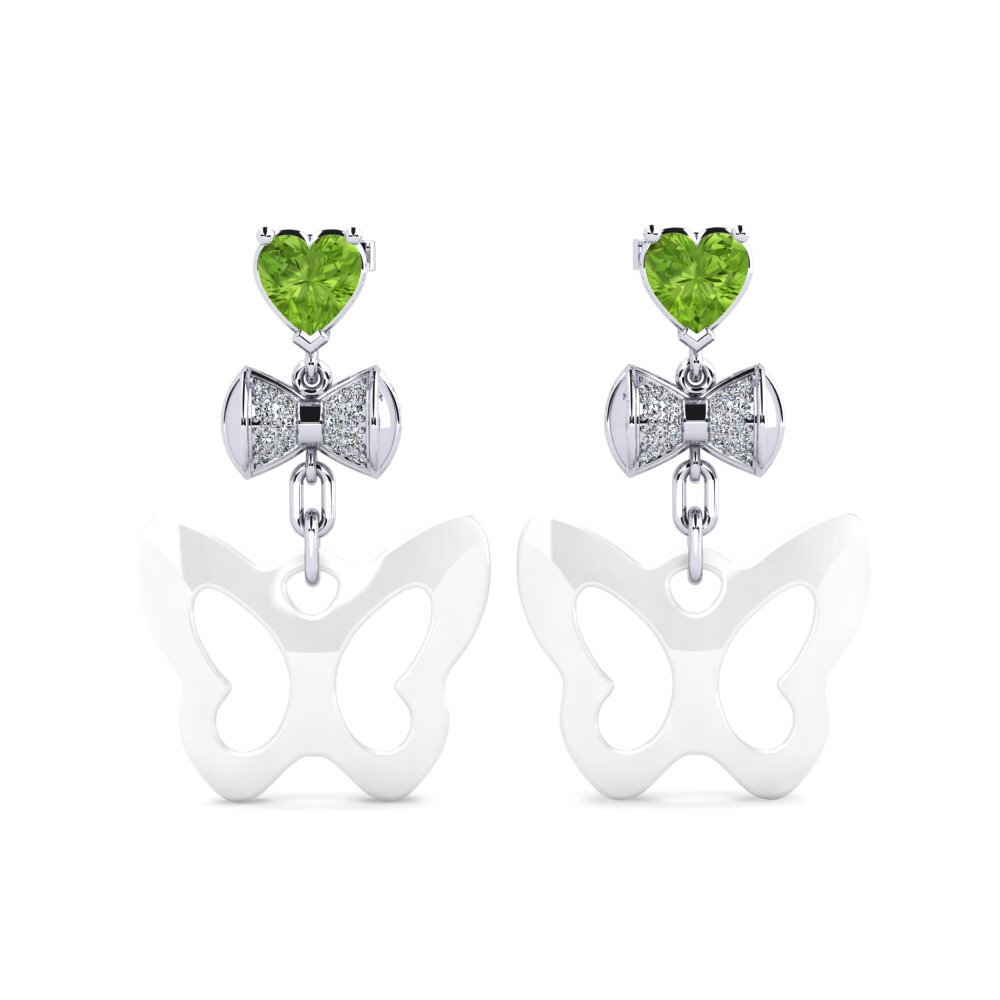 White Silver Peridot Women's Earring Nea