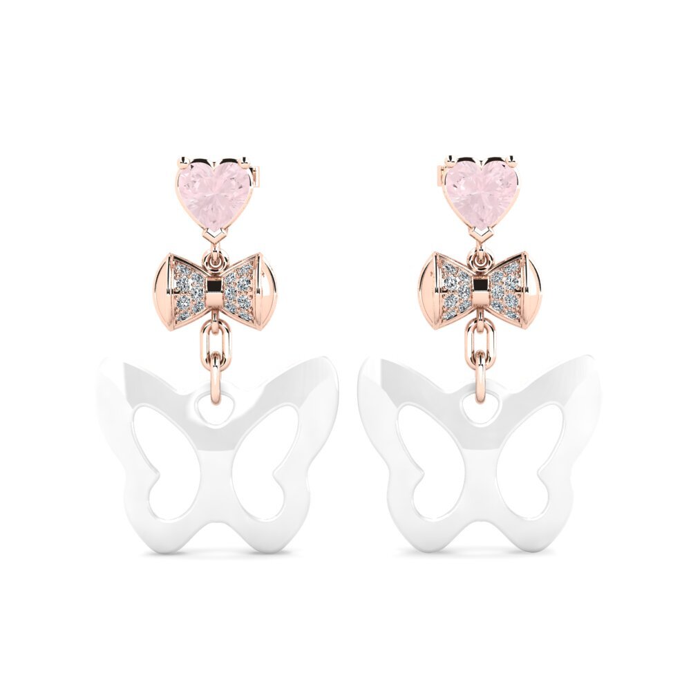18ct Rose Gold Rose Quartz Women's Earring Nea
