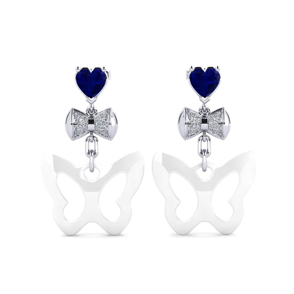White Silver Sapphire Women's Earring Nea