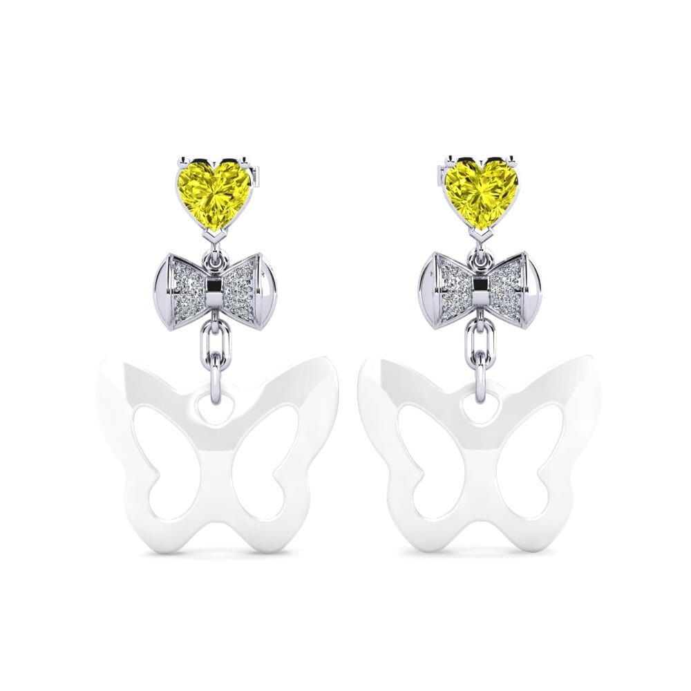 14ct White Gold Yellow Diamond Women's Earring Nea